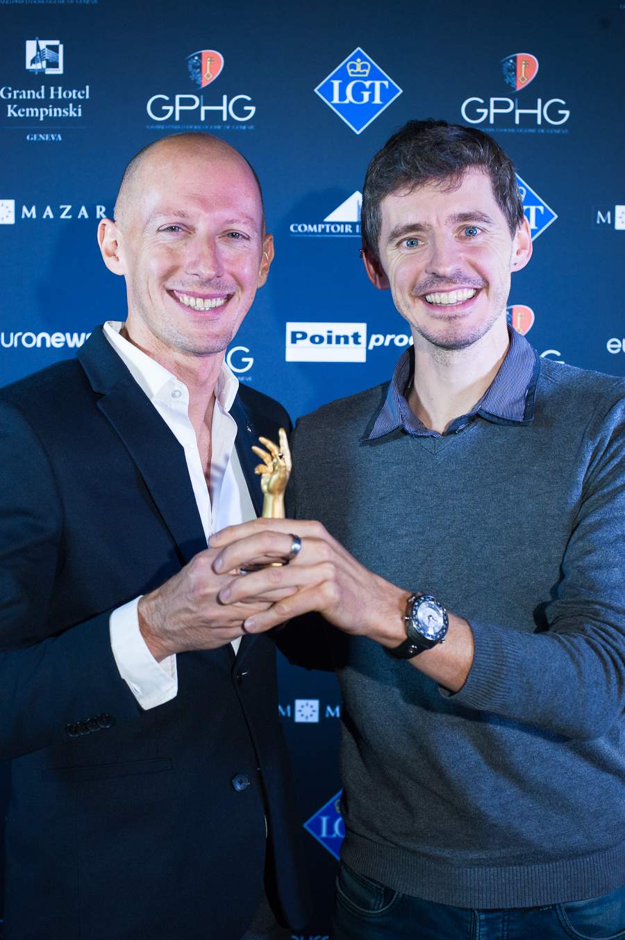 Marco Borraccino,Co-founder and CEO of Singer Reimagined, winner of the Chronograph Watch Prize 2018 and Nicolas Wiederrecht, Co-director Agenhor SA