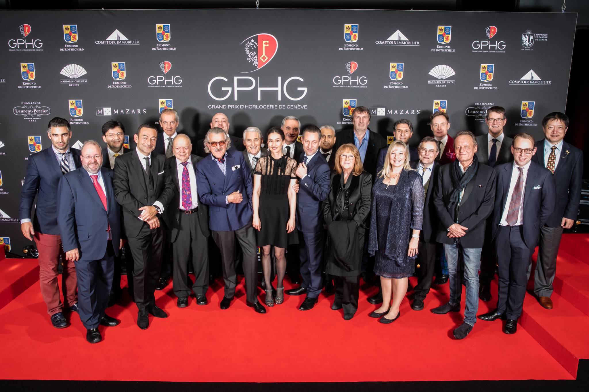 Jury members of the GPHG 2015, with Carine Maillard and Carlo Lamprecht (Director and President of the GPHG)